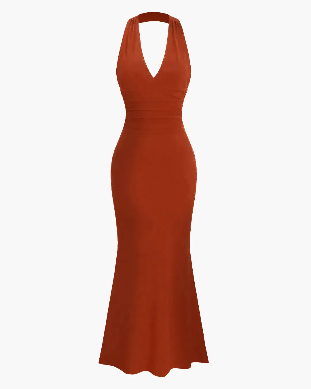 Solid Color Halter Backless Mermaid Dress