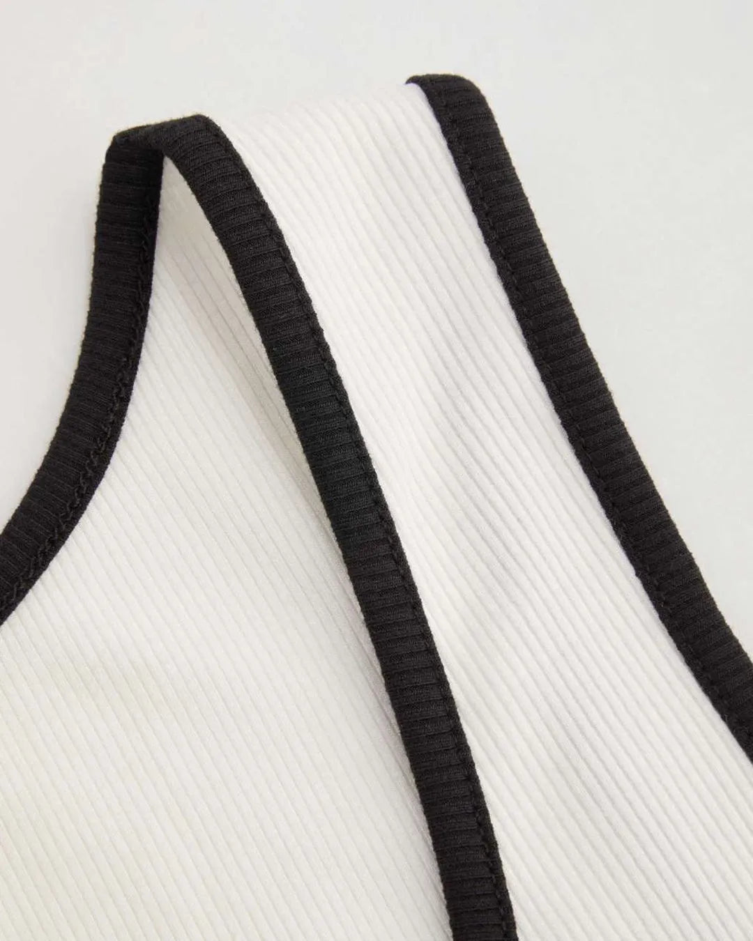 Solid Color Round Neck Ribbed Tank Top In White