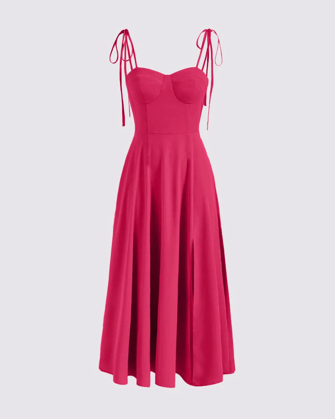 Solid Cup Detail Cami Dress In Pink