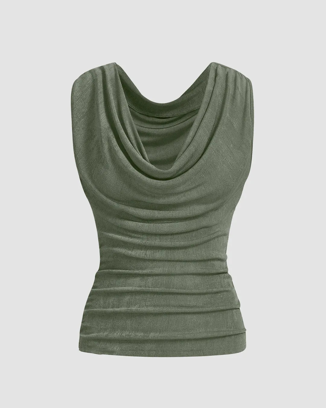 Solid Ruched Green Tank Top