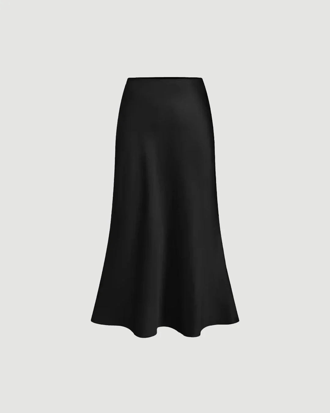 Solid Ruffle Long Skirt In Black