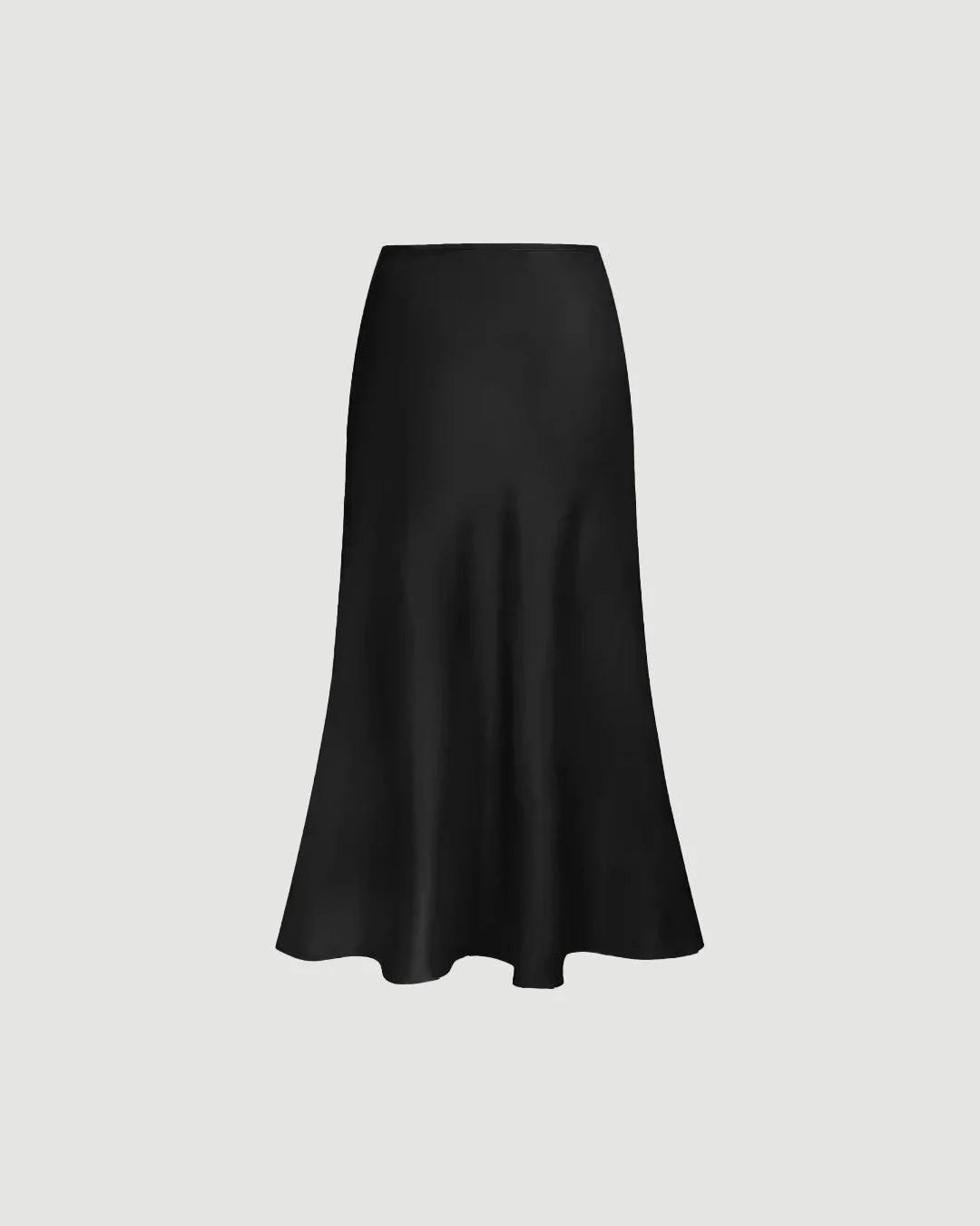 Solid Ruffle Long Skirt In Black