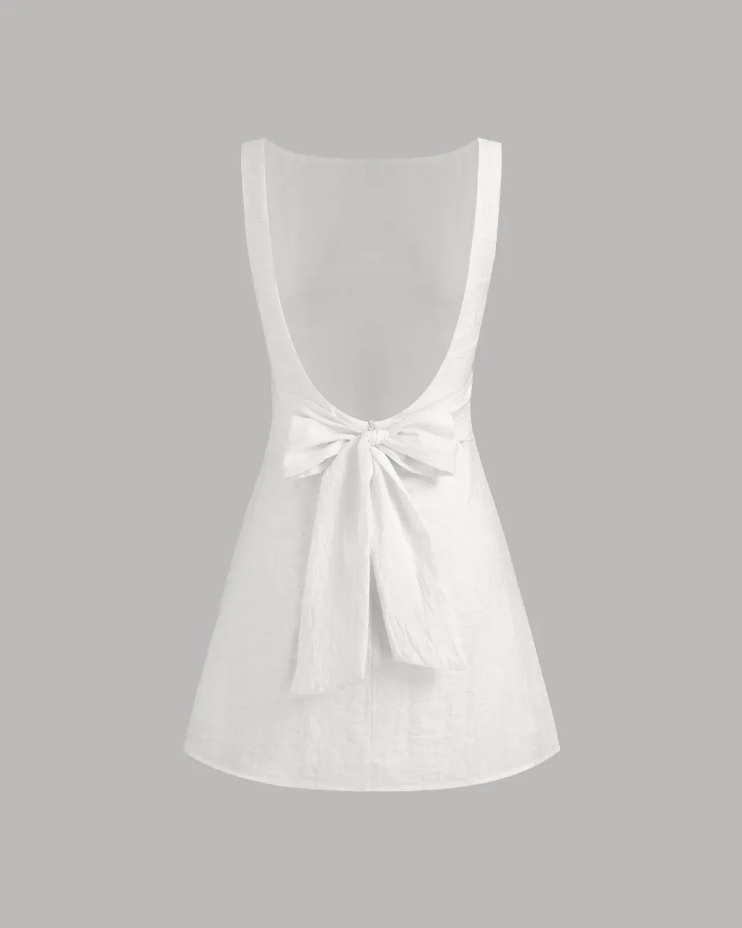 Solid White Sleeveless Mini Dress with Subtle A-Line Cut