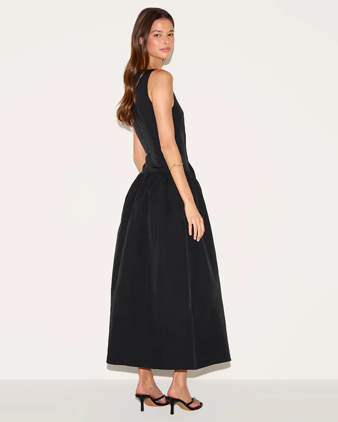 Square Neck Sleeveless Fit & Flare Maxi Dress in Black