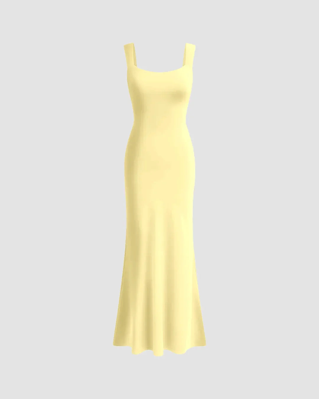 Square Neck Bodycon Maxi Dress in Vanilla