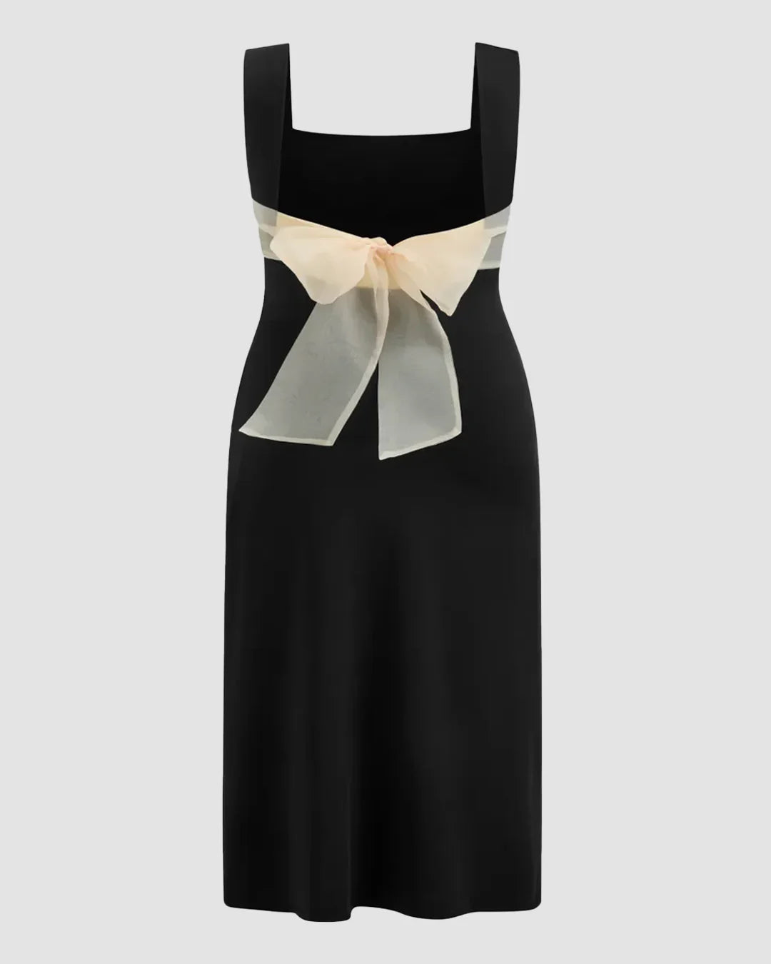 Square Neck Bow Detail Sleeveless Midi Dress Curve & Plus