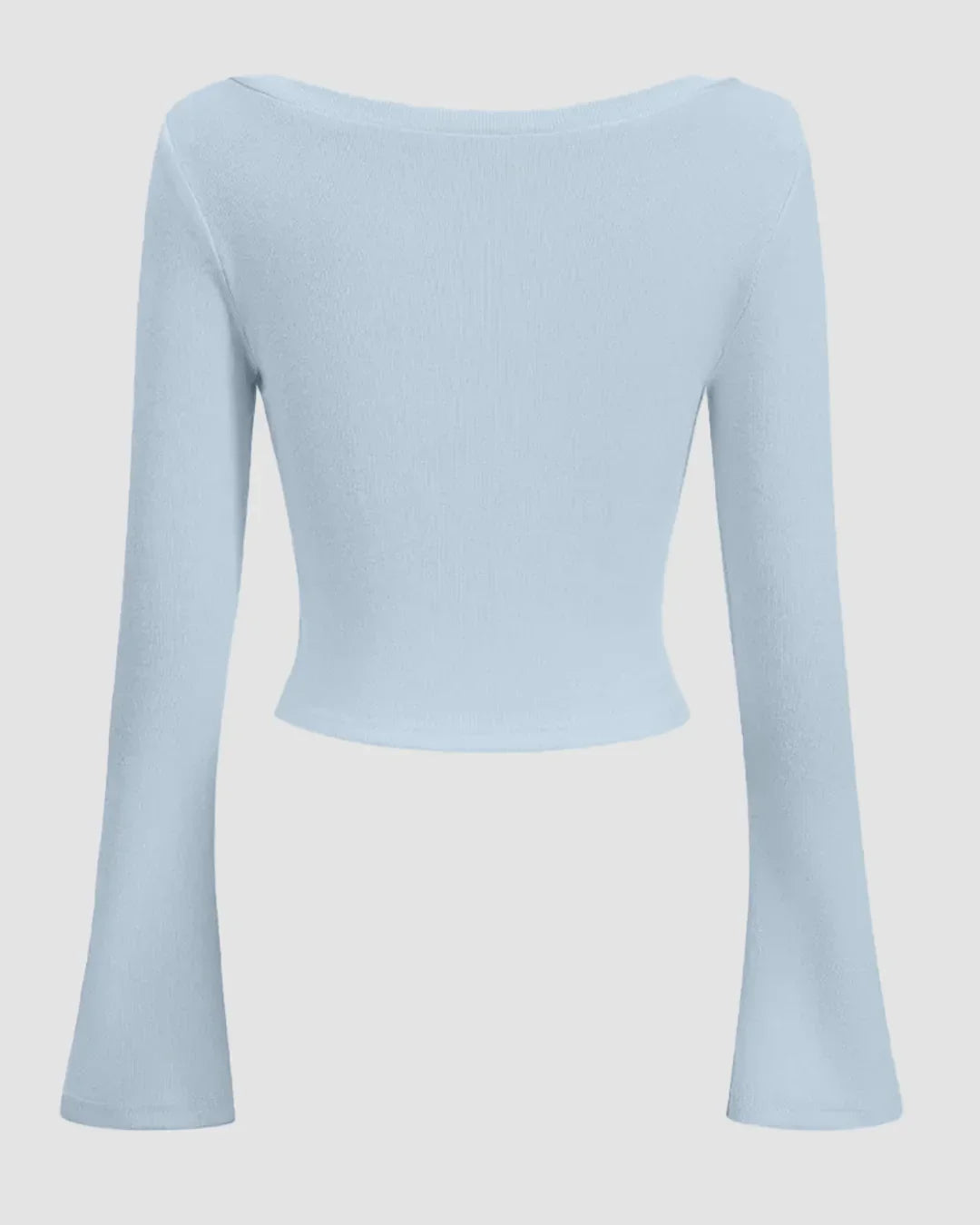 Square Neck Front Button Full Sleeve Top in Ice Blue