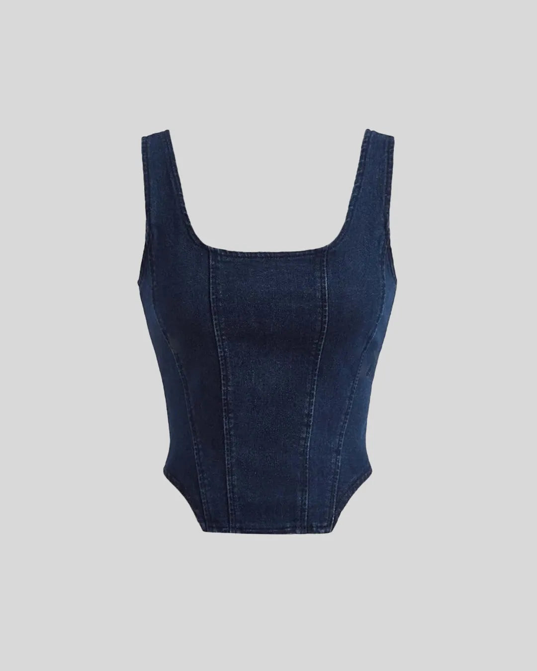 Square Neck High-low Tank Denim Top