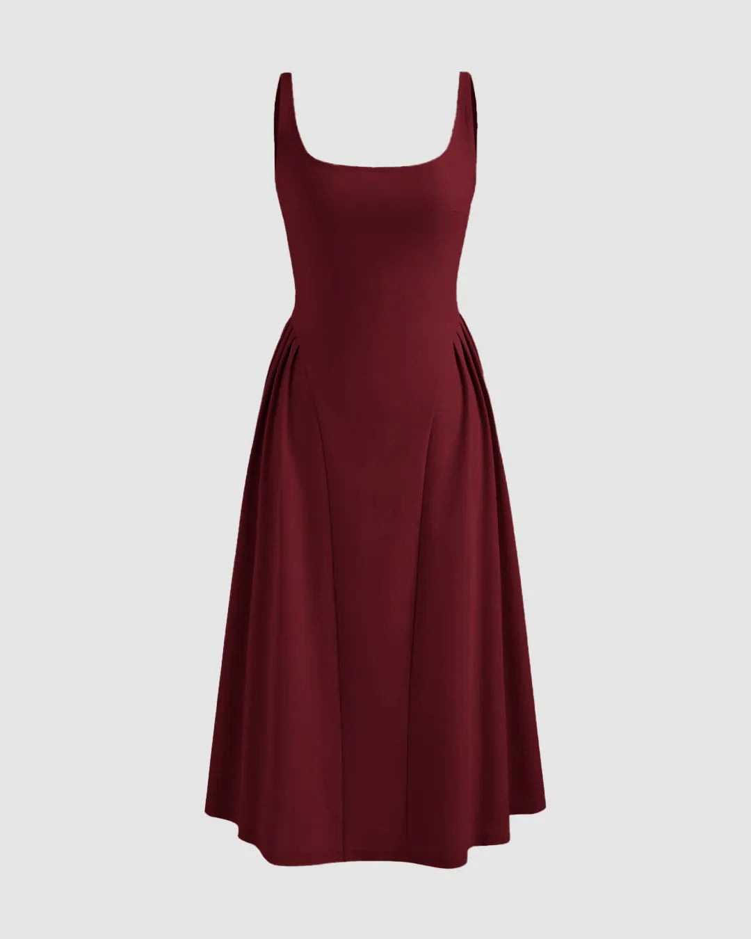 Square Neck Sleeveless Dress In Maroon