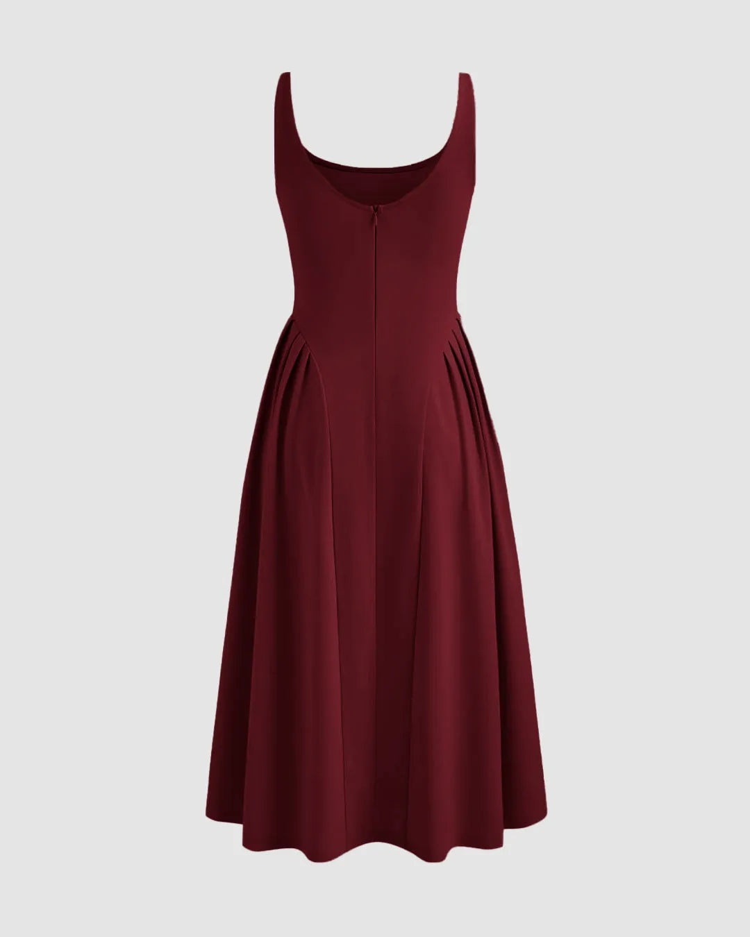 Square Neck Sleeveless Dress In Maroon