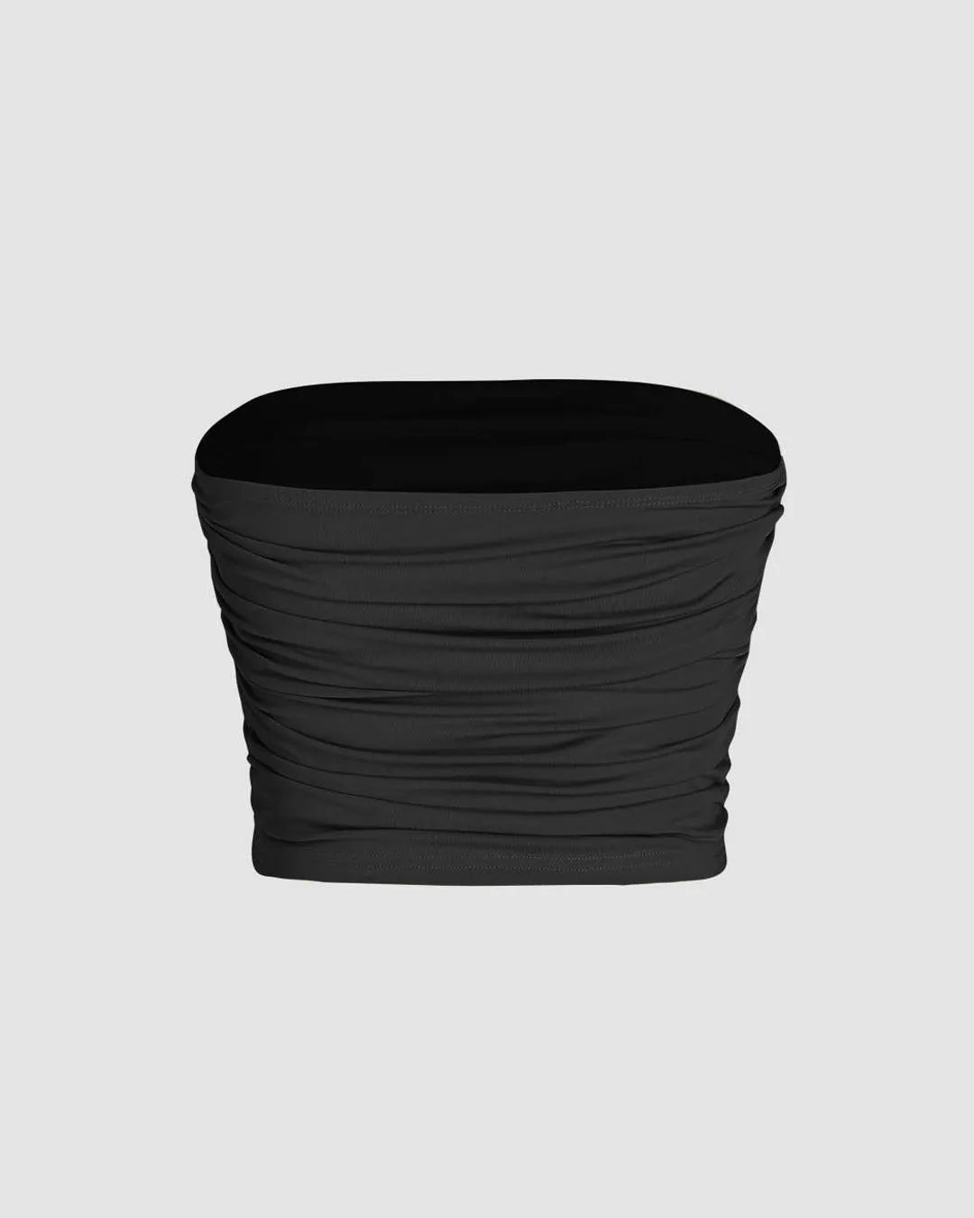 Strapless Ruched Black Tube Top