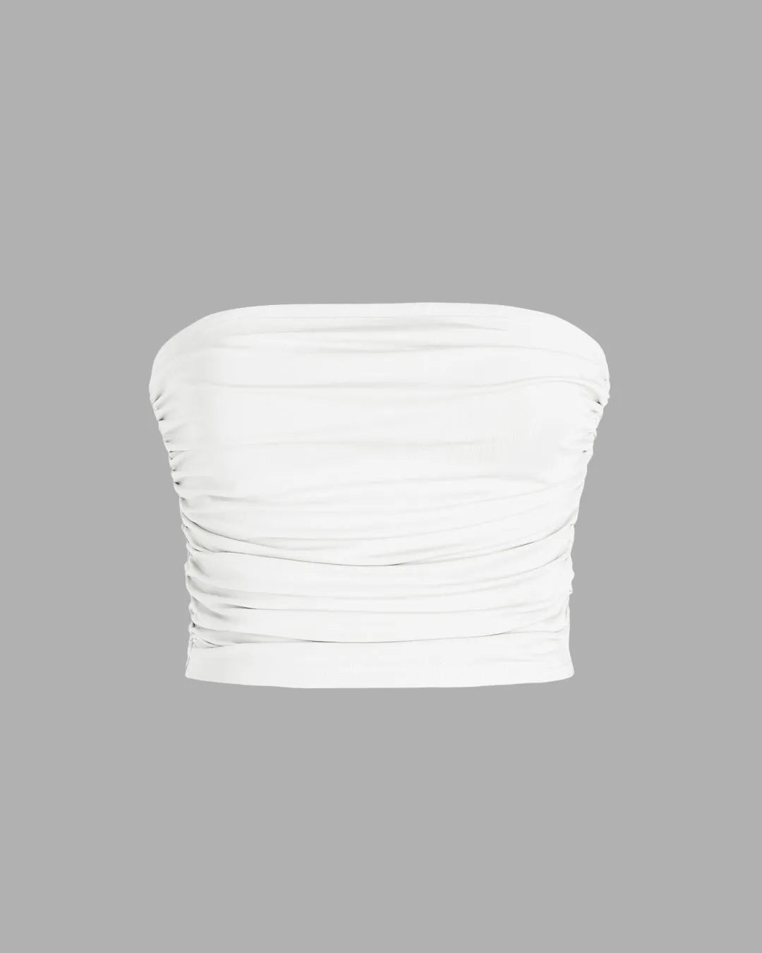 Strapless Ruched White Tube Top