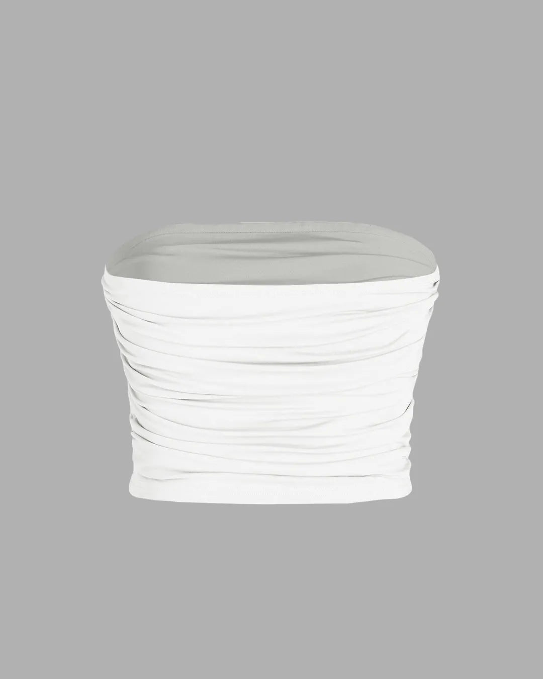 Strapless Ruched White Tube Top