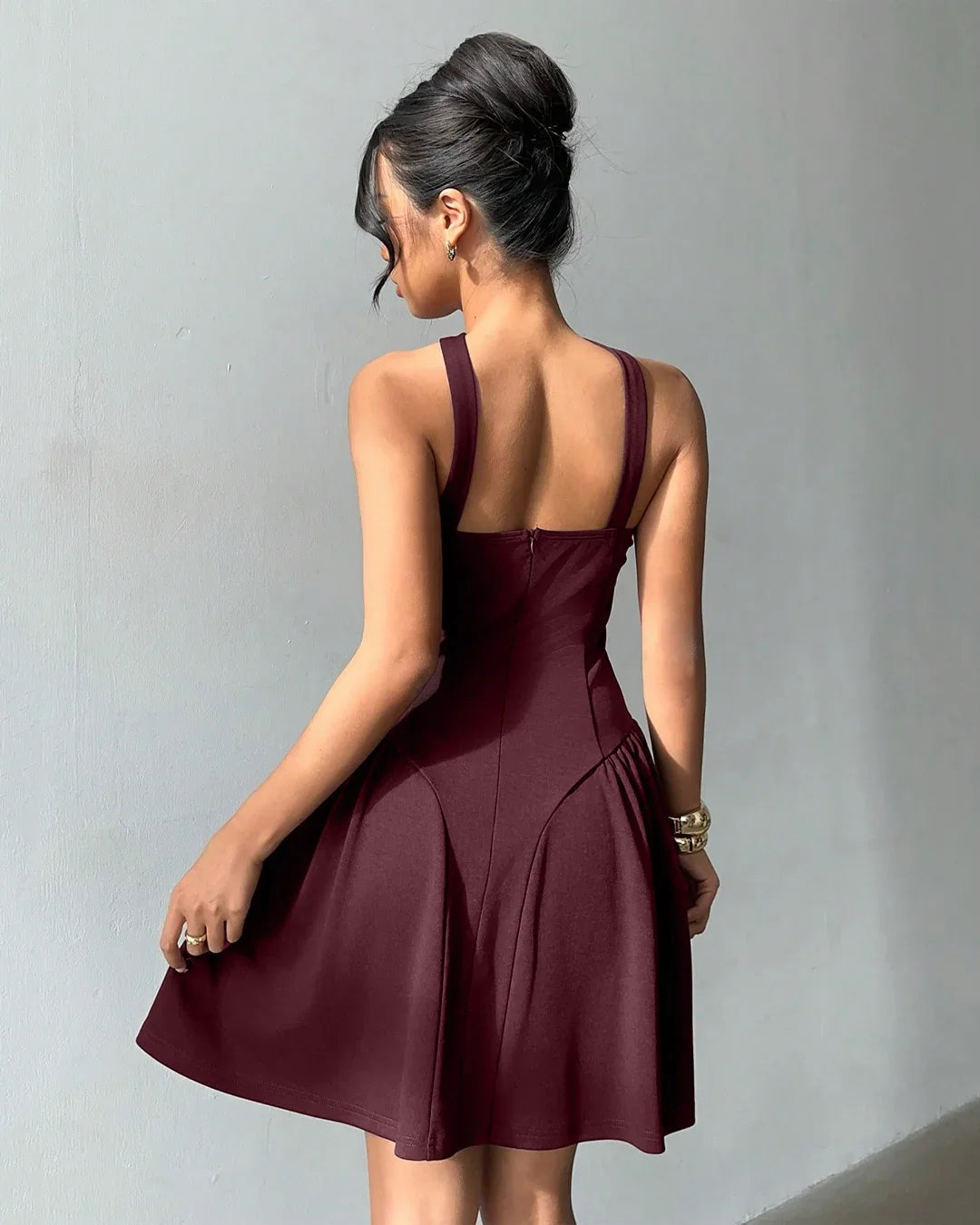 Strapless Tube Mini Dress in Maroon