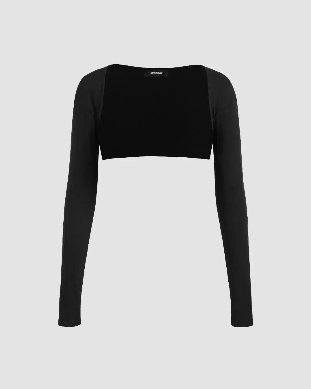 Stretch Full Sleeve Cropped Shrug in Black