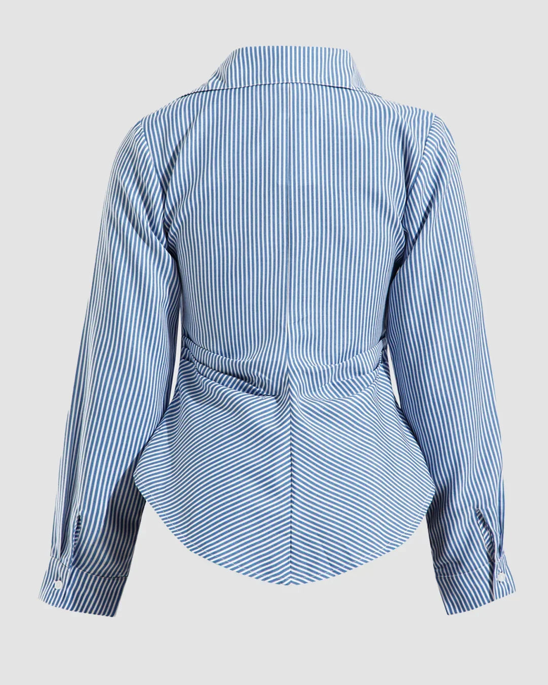 Striped Asymmetrical Wrap Shirt with Full Sleeves