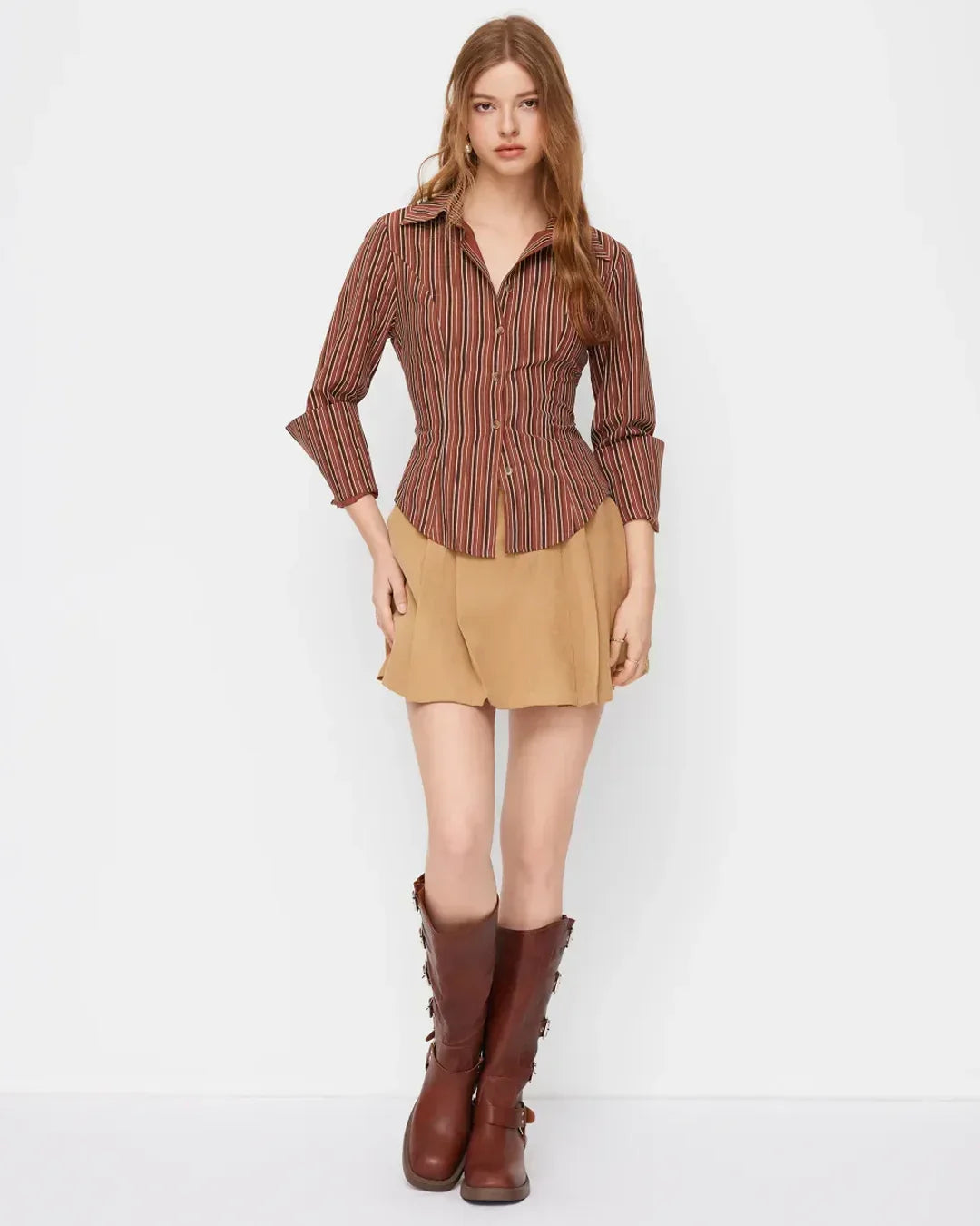 Striped Collared Fitted Full Sleeve Shirt