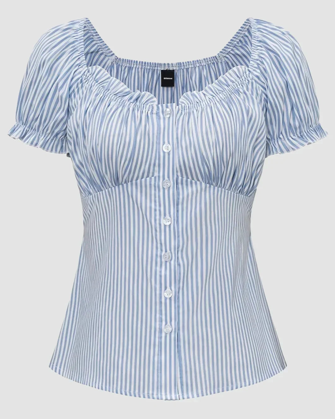 Striped Ruched Bust Button Down Shirt