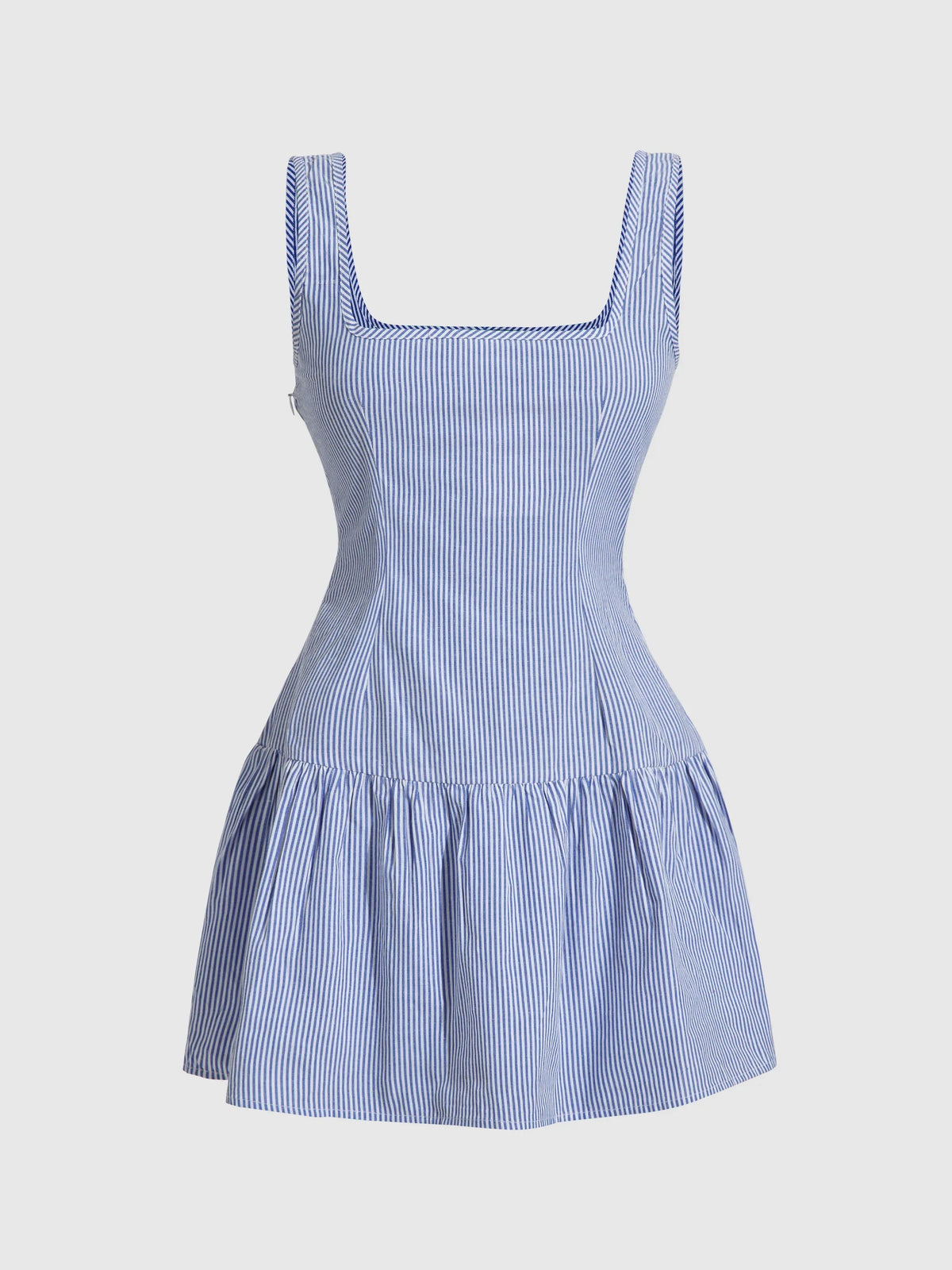 Striped Sleeveless Mini Dress with Square Neckline