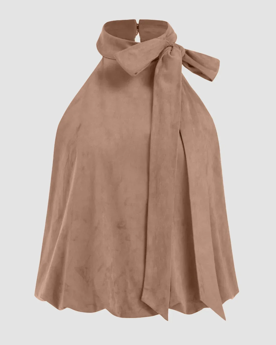 Suede Halter Neckline Knotted Top in Mud