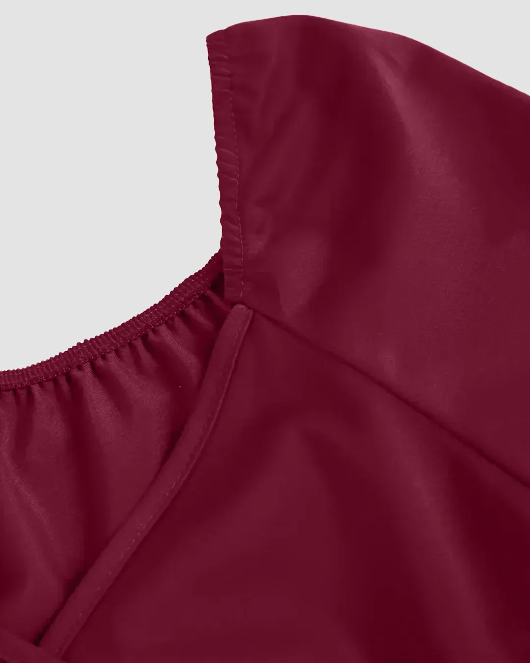 Sweetheart Neck Balloon Sleeve Back Tie Crop Top in Raspberry
