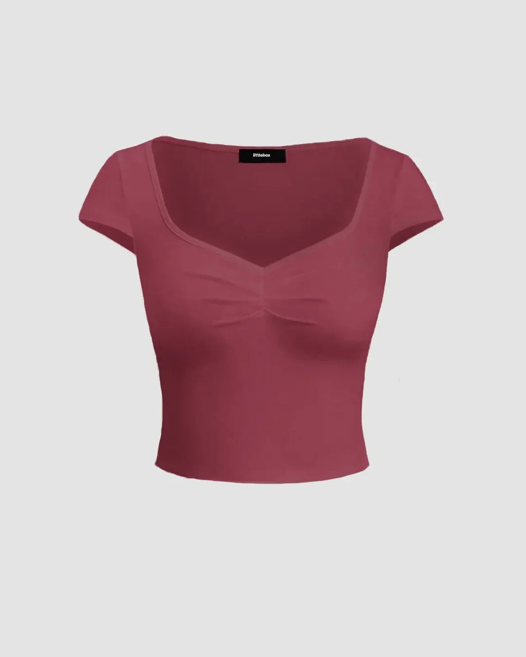 Sweetheart Neck Ruched Crop Top In Ruby