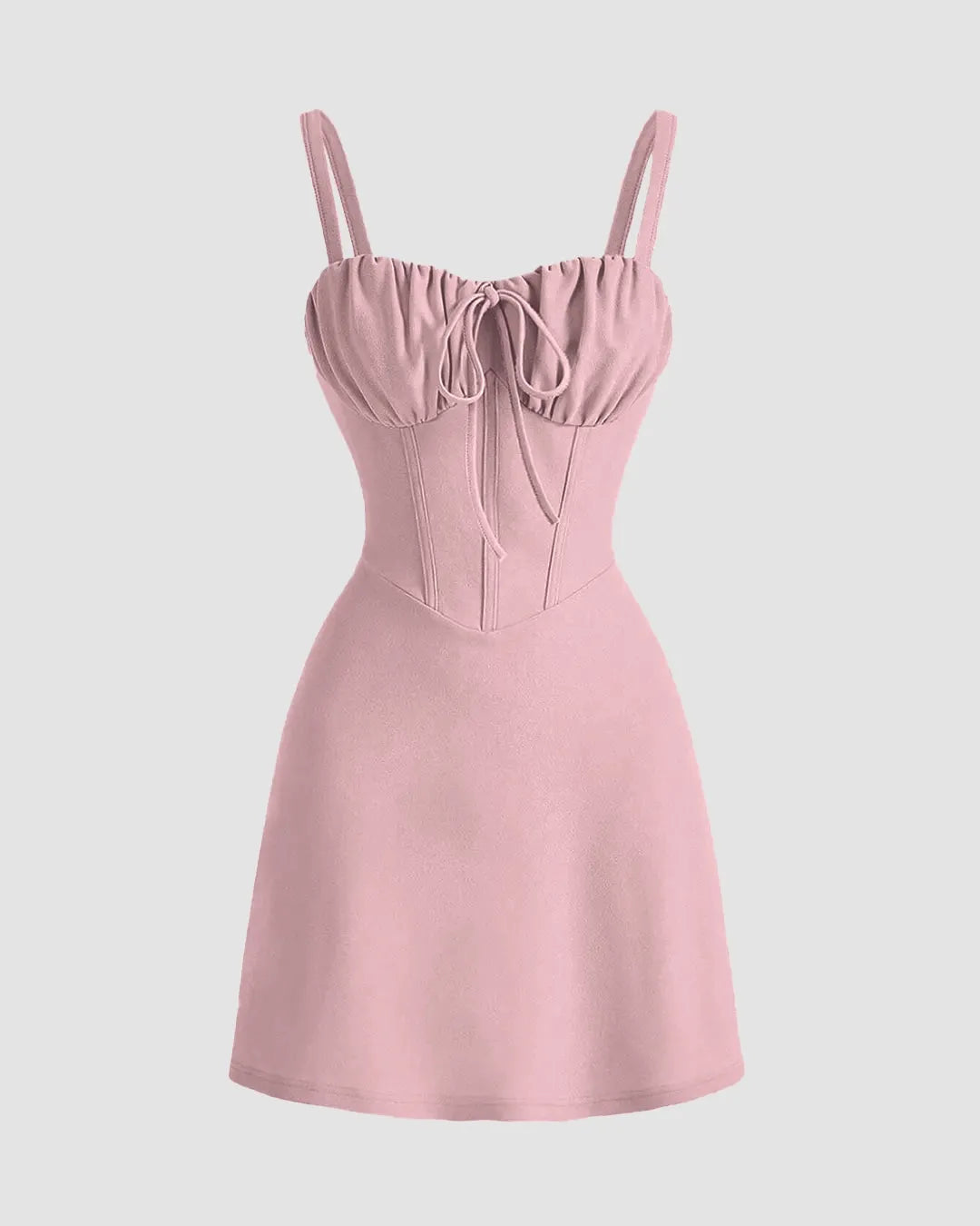 Sweetheart Neck Ruched Mini Dress In Dusty Pink