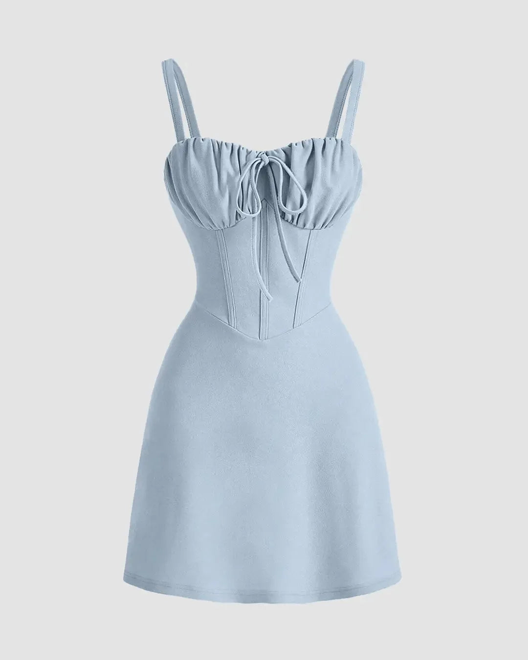 Sweetheart Neck Ruched Mini Dress in Ice Blue