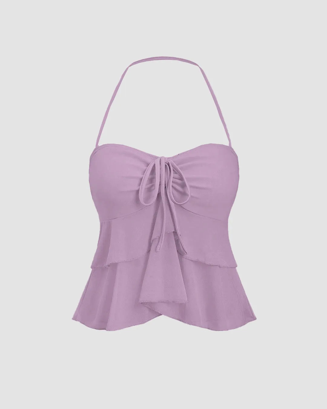 Sweetheart Neck Tiered Halter Top in Lilac