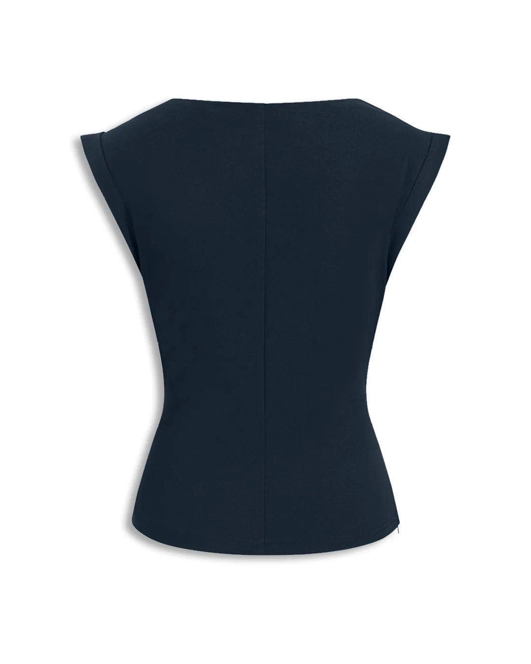 Cap Sleeve Fitted Peplum Top in Navy Blue
