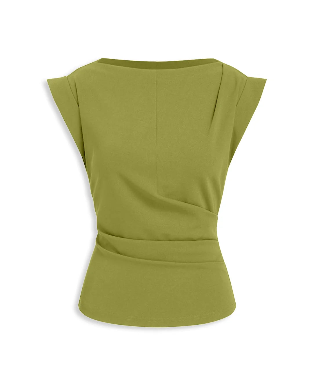 Cap Sleeve Fitted Peplum Top in Green
