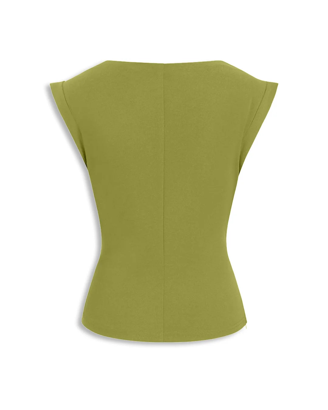 Cap Sleeve Fitted Peplum Top in Green