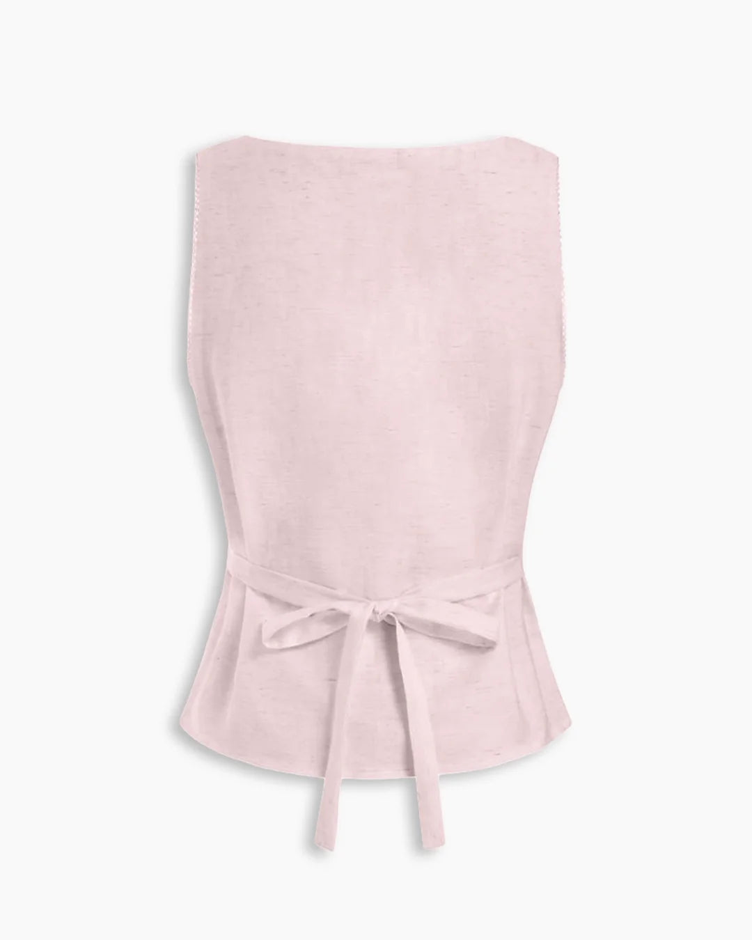 Boat Neck Tie-Up Detail Tailored Fit Top in Baby Pink