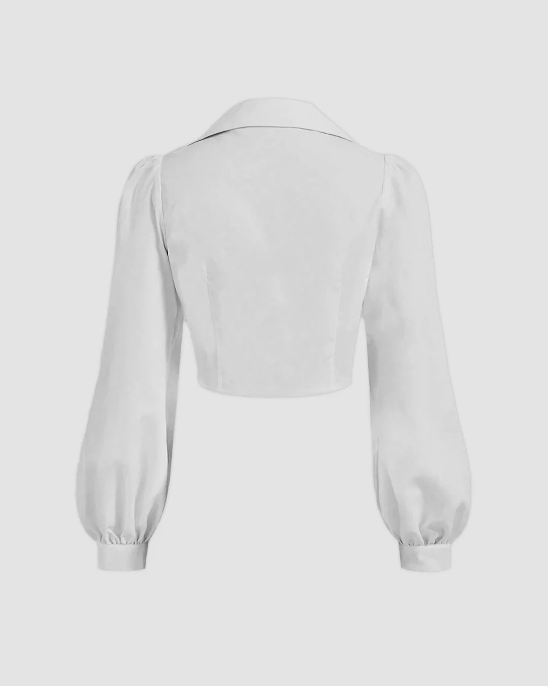 Puff Sleeve Collared Button Down Shirt in Off White