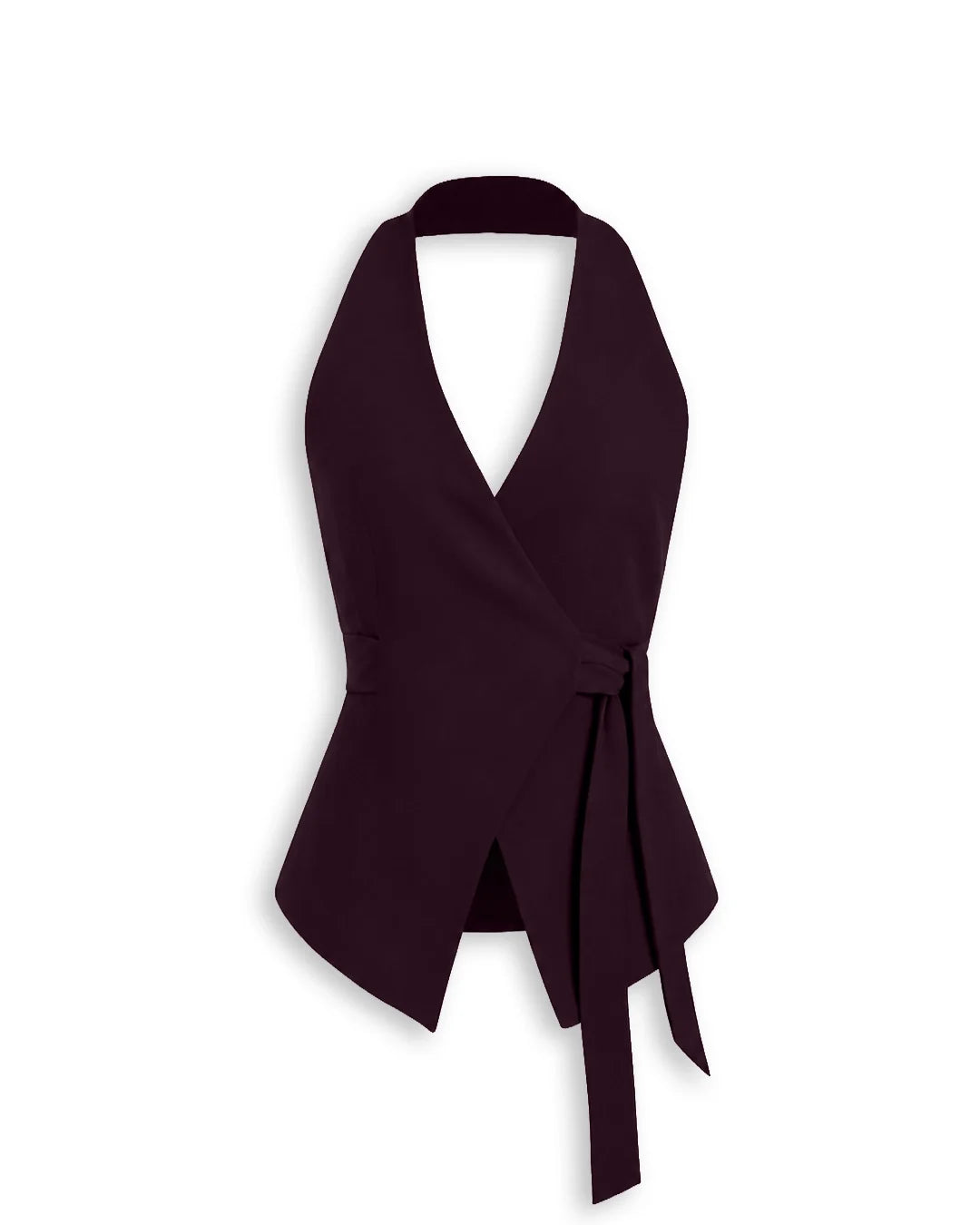 Wrap Halter Vest Top in Deep Wine