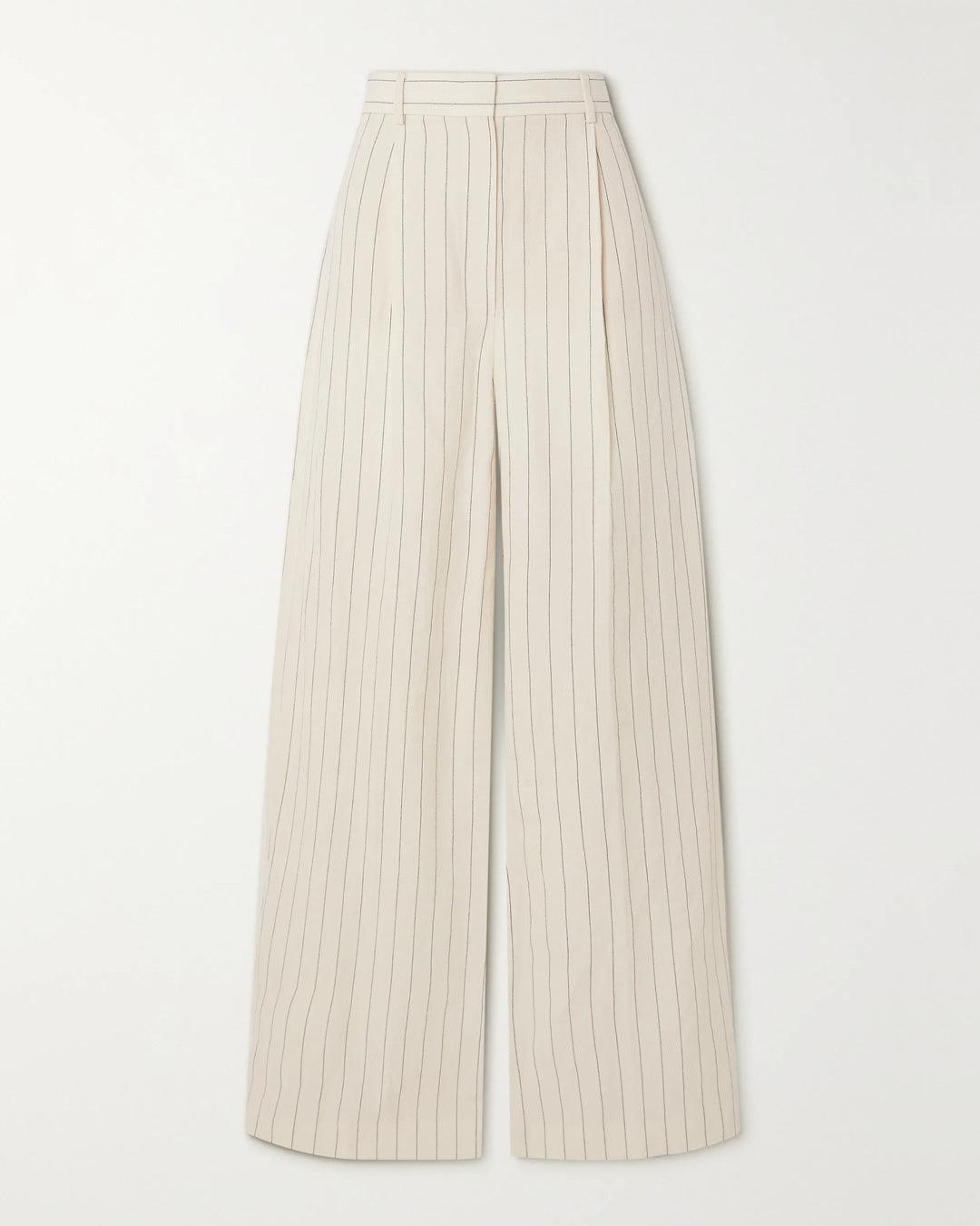 Tailored Pinstripe High Rise Wide-Leg Pants