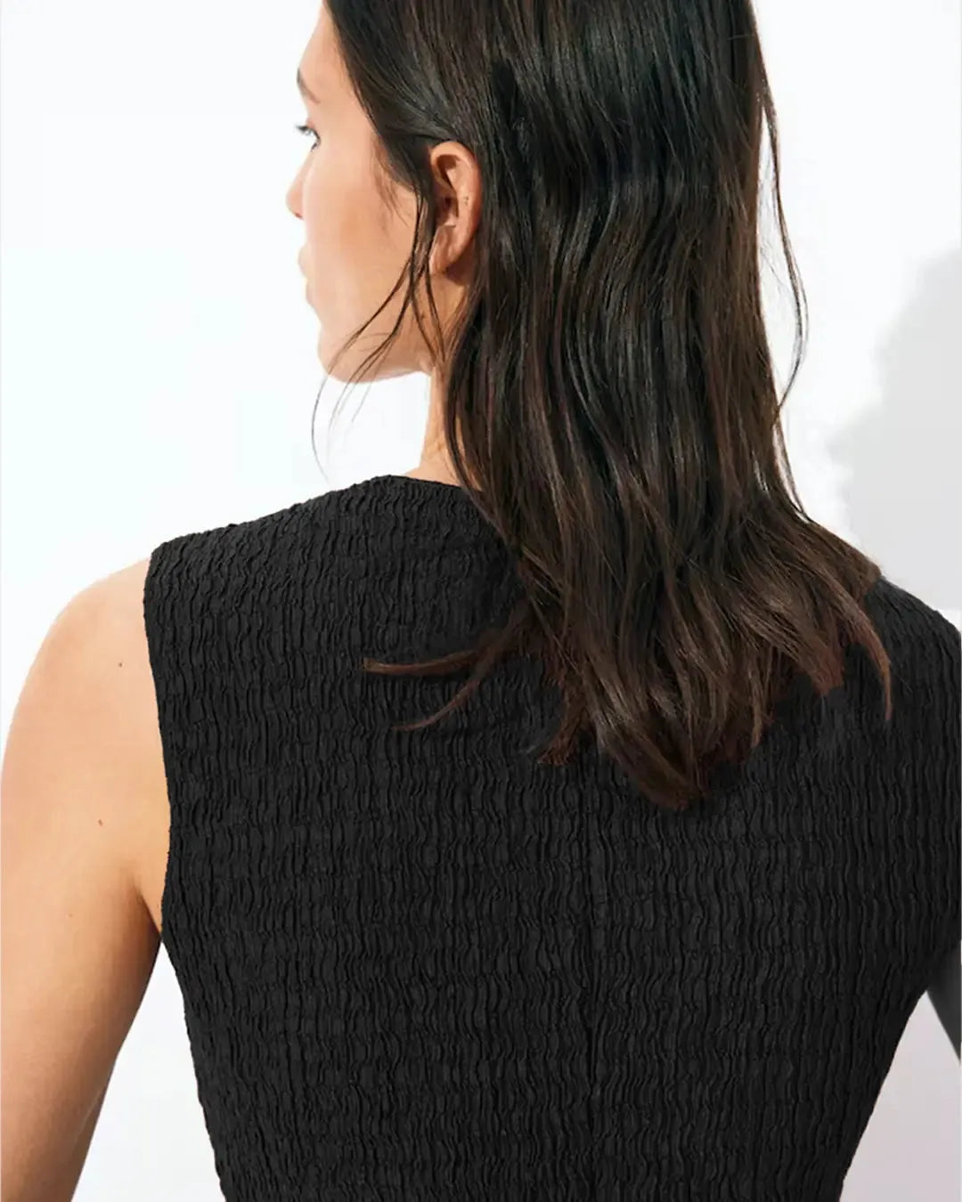 Textured Jersey Waistcoat In Black