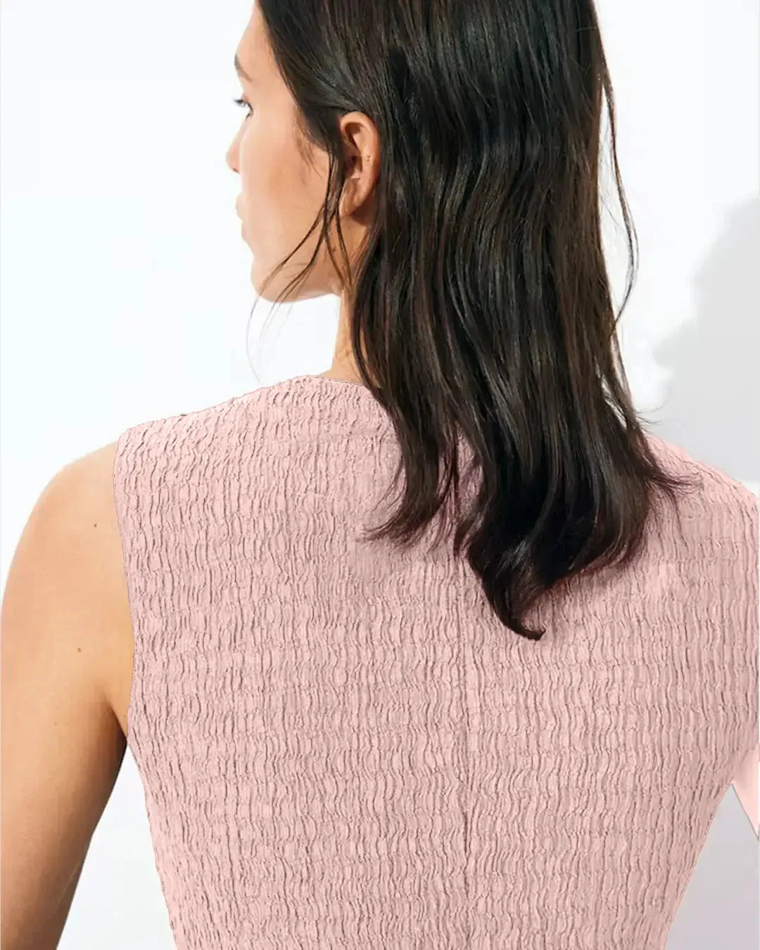 Textured Jersey Waistcoat In Pink