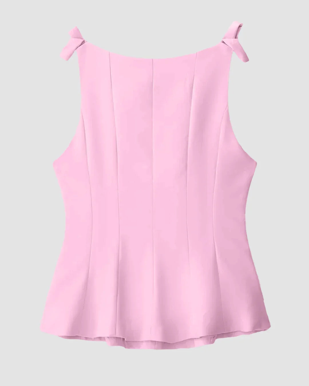 Tie-Shoulder Fitted Top in Powder Pink