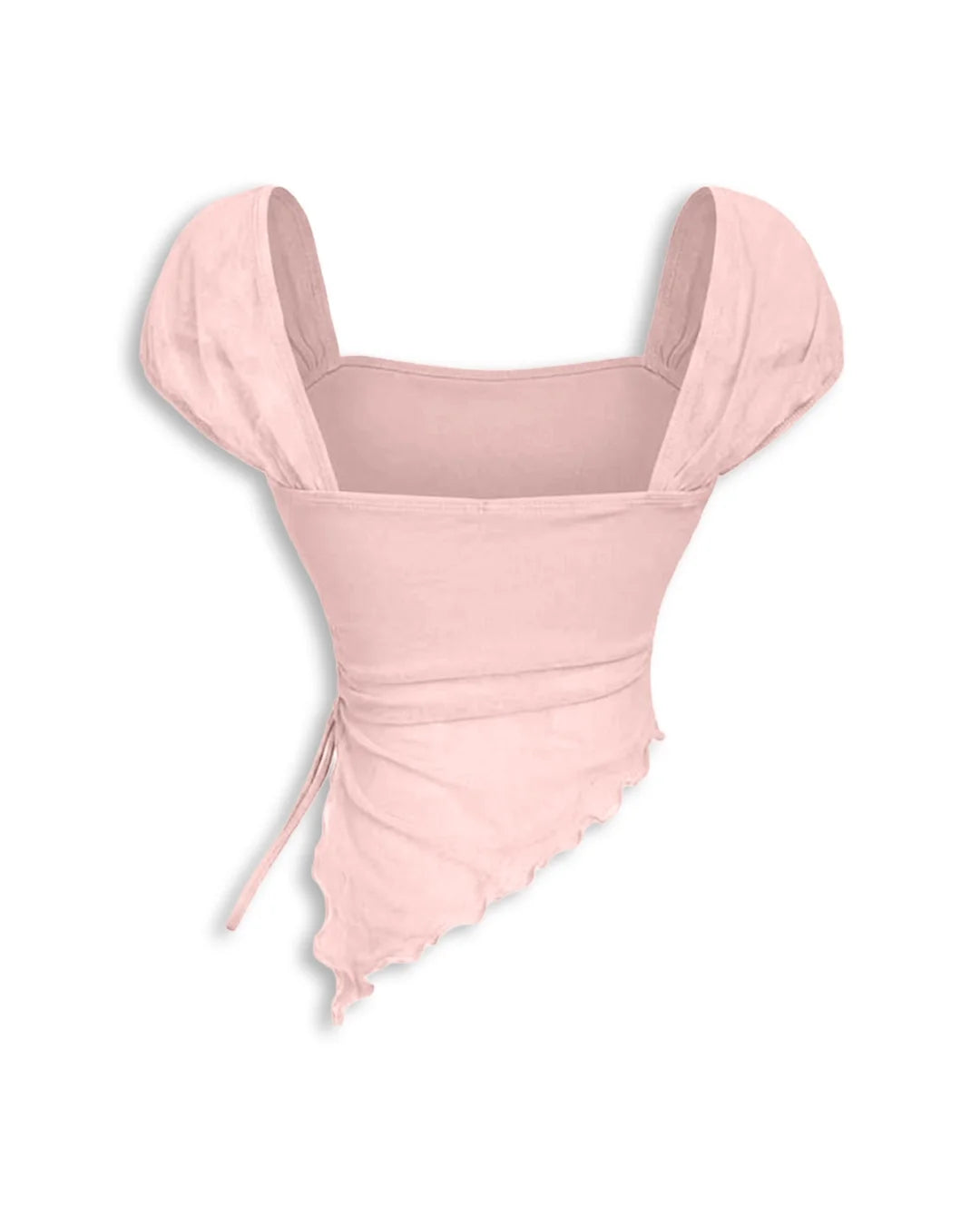Tie Front Asymmetrical Hem Sleeveless Top in Light Pink