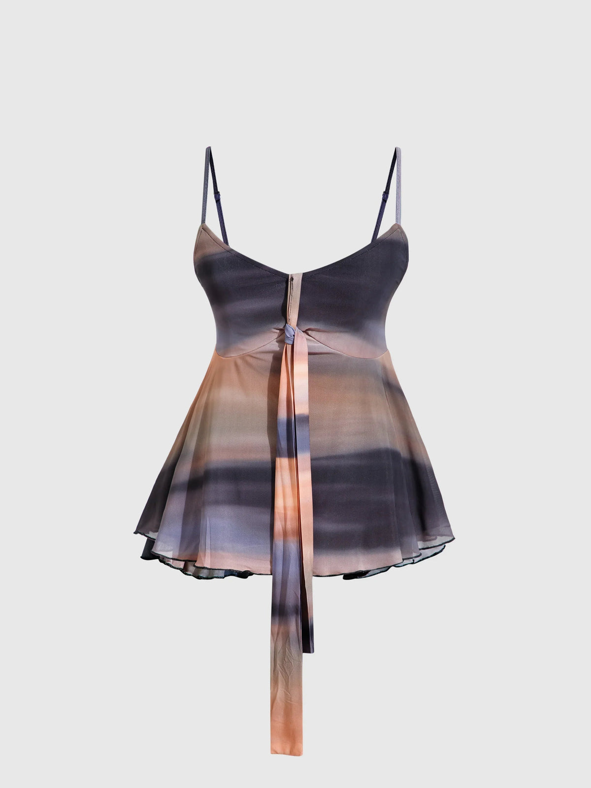 Tie Front Flared Hem Sleeveless Top