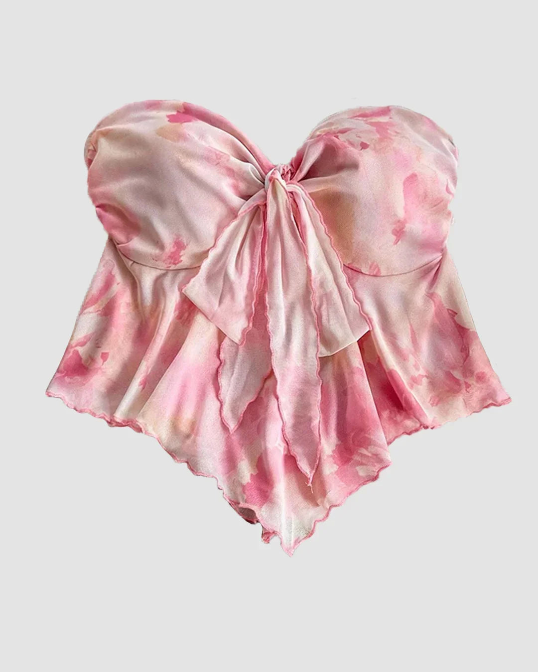 Tie Front Floral Tube Top