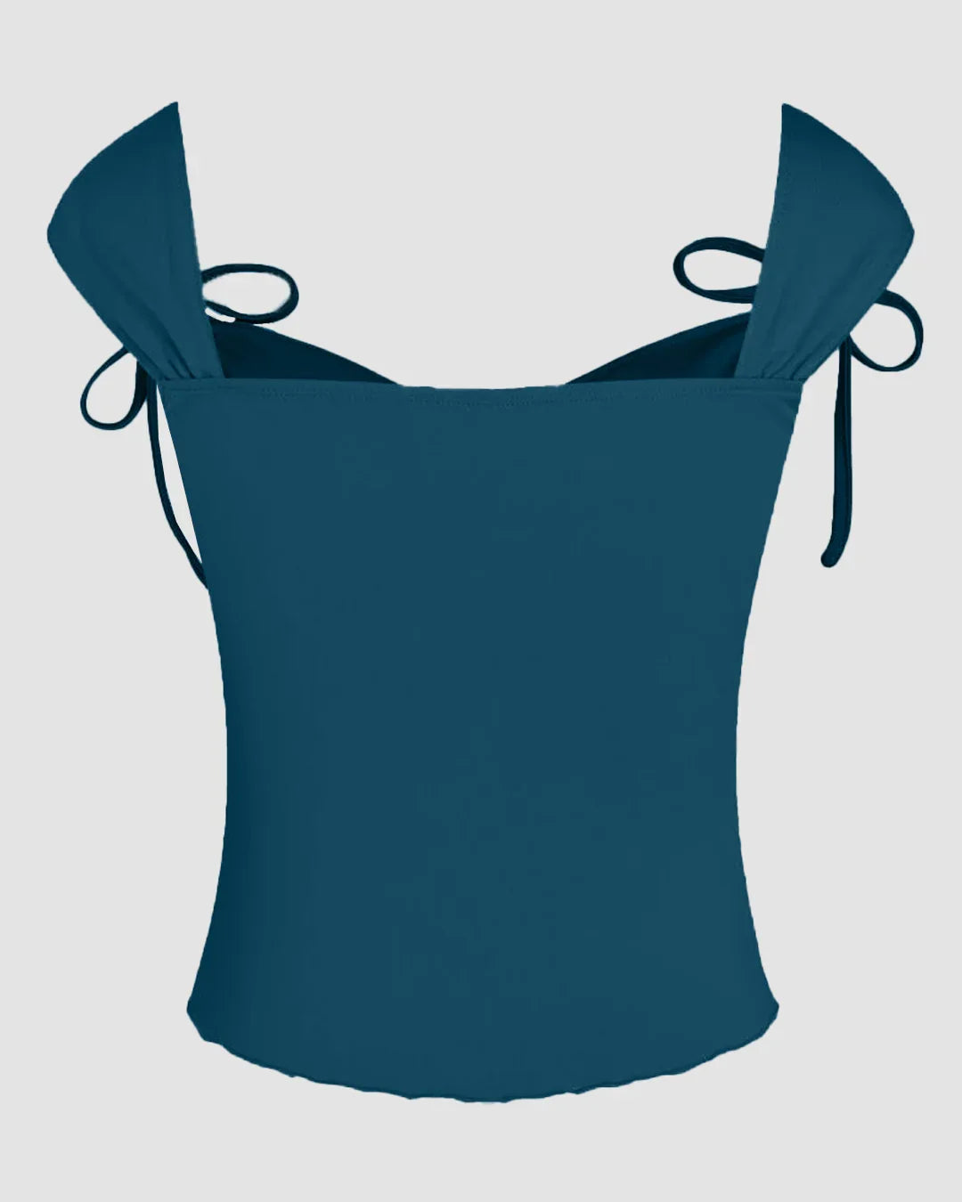 Tie Strap Sweetheart Neck Sleeveless Top in Teal Blue