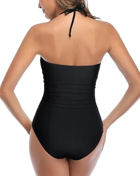 Curve-Flattering Retro Stripe Swimsuit  Bikini - High Waisted Set
