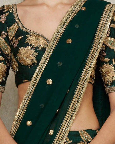 Adorable Dark Green Colored Bridal Wear Designer Embroidered Lehenga choli