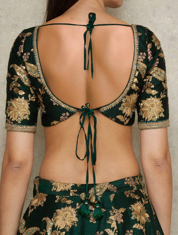 Adorable Dark Green Colored Bridal Wear Designer Embroidered Lehenga choli