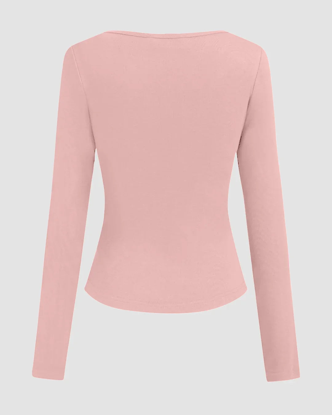 V-neck Solid Ruched Draped Cinched Waist Long Sleeve Top in Rose
