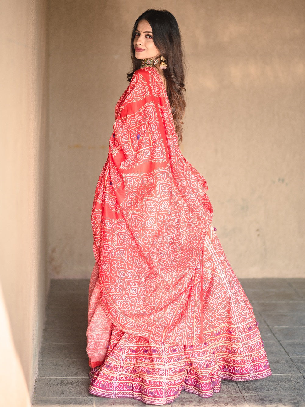 Yellow Color Gota Patti & Tassels Work Bandhani Printed Vaishali Silk Lehenga Choli With Dupatta