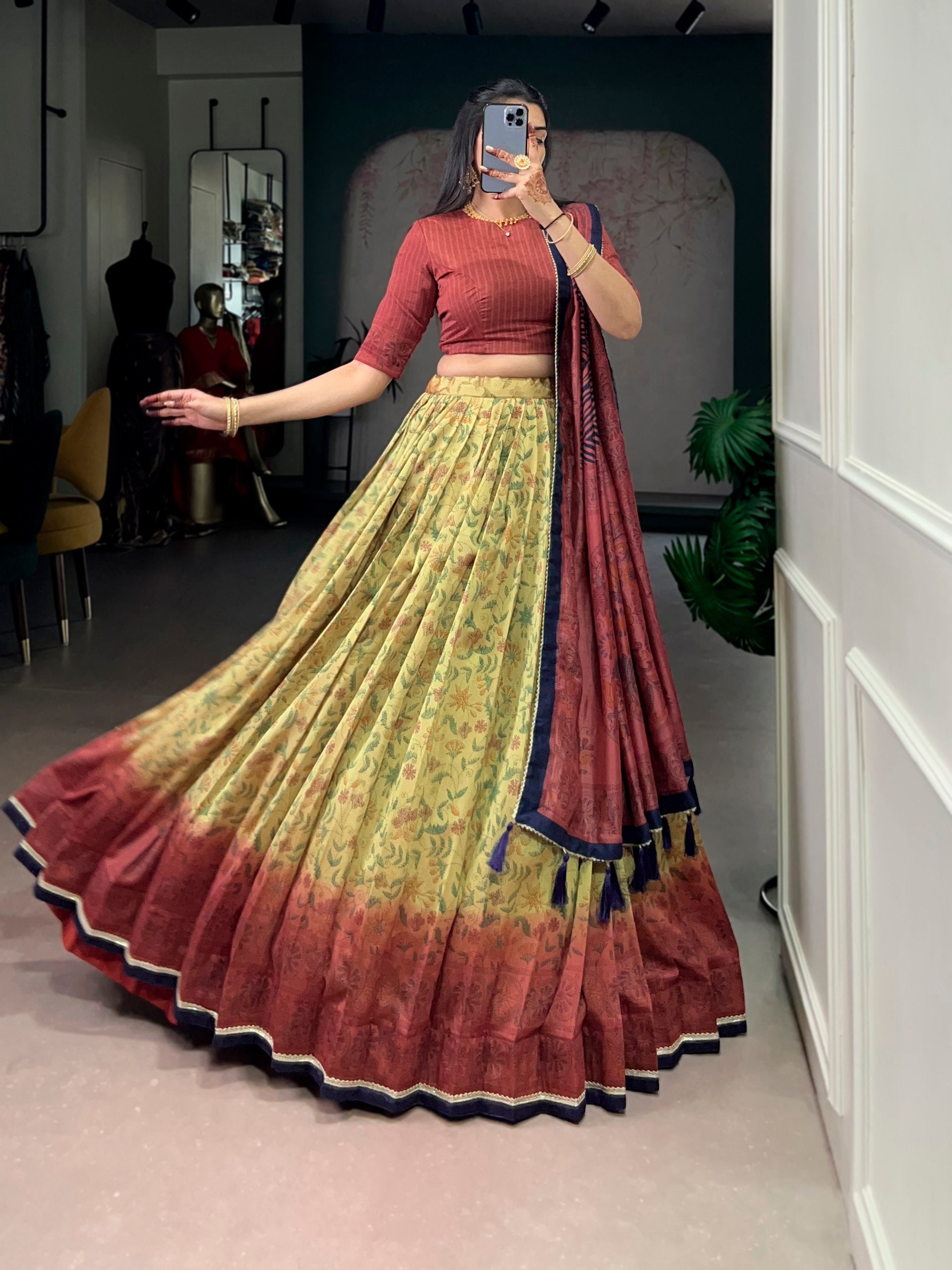 Vanilla Printed Lehenga Choli with Dupatta