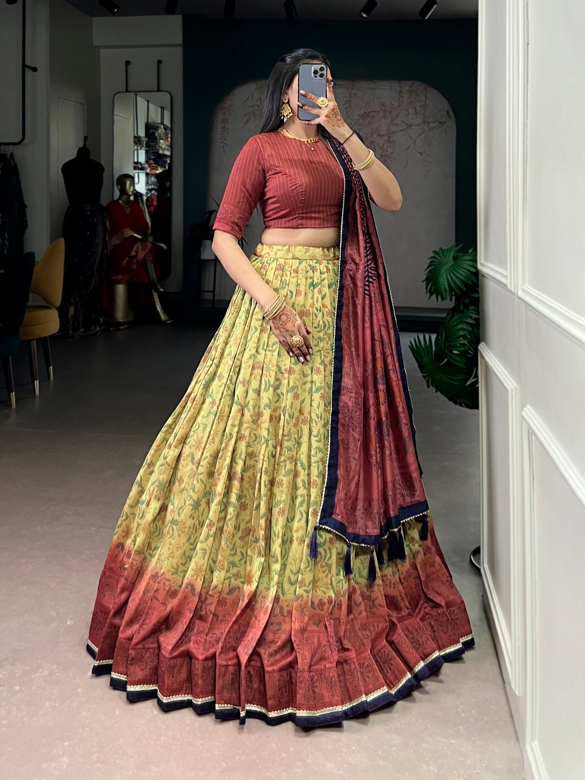 Vanilla Printed Lehenga Choli with Dupatta